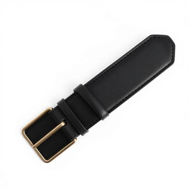 Leather belt with metal buckle