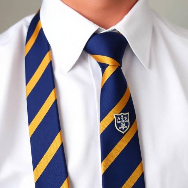 Striped school ties with crest