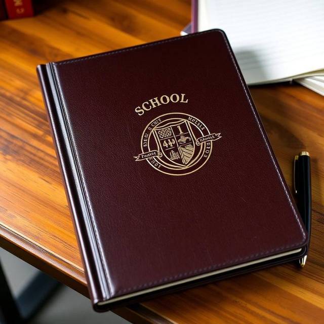 Embossed school diary with crest