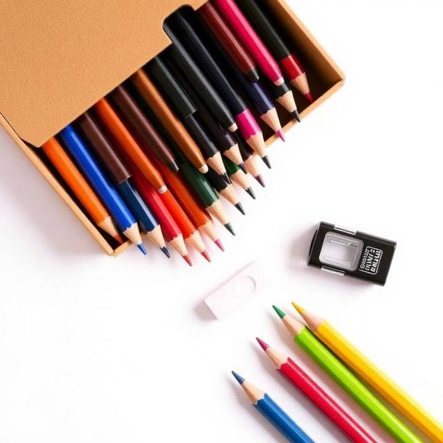 Student stationery kit — pencils, eraser, sharpener