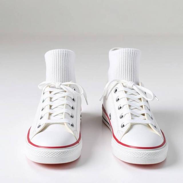 Canvas sports shoes with white socks