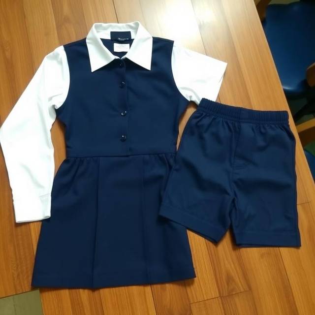 Pinafore + shirt + shorts — full set