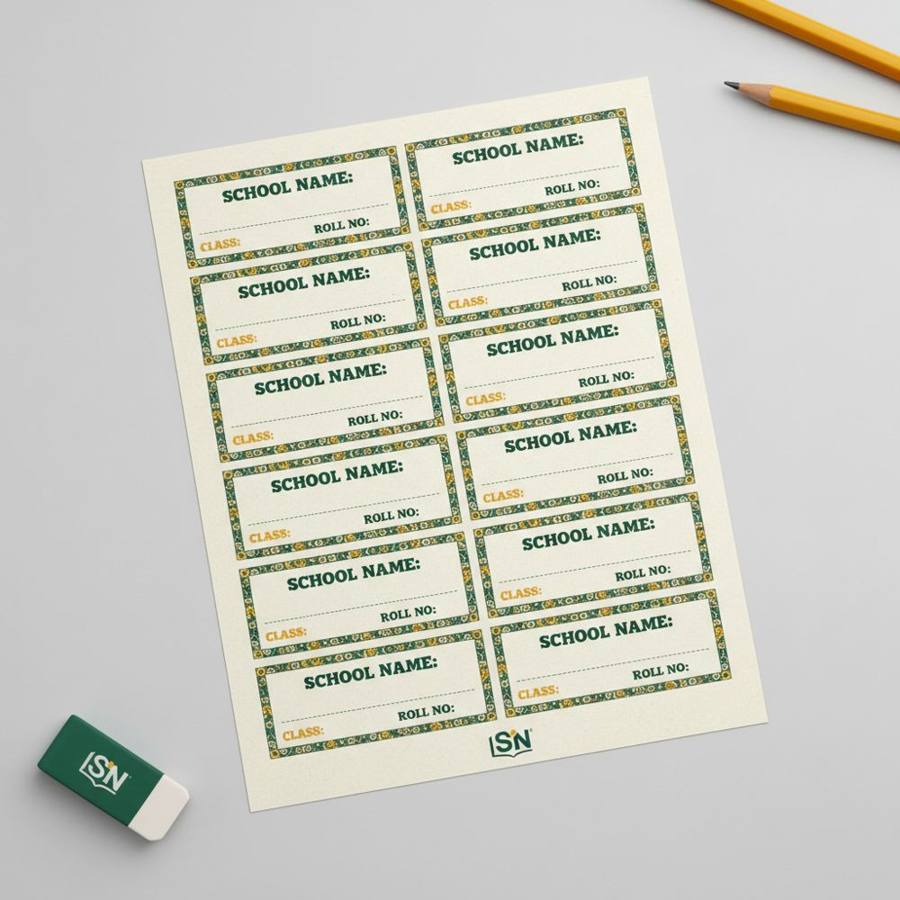 Notebooks & Stationery — Customised Name Slips — 10 labels per sheet